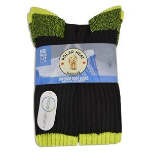 Polar Heat Nanuuq Men's Winter Boot Socks 6 Pairs (Choose Color)